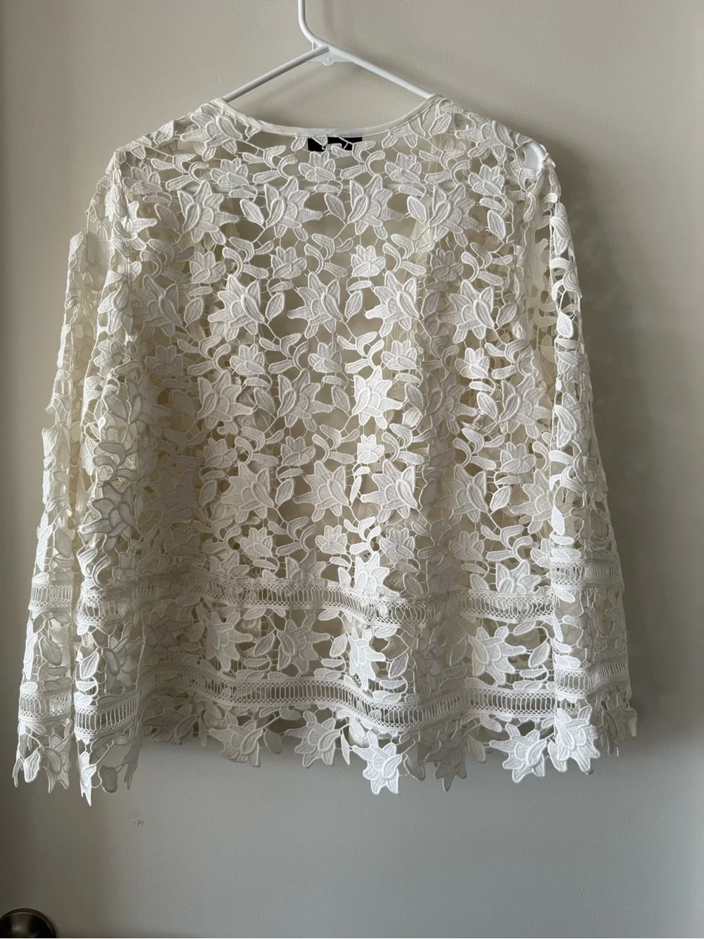 Alfani White Lace Cutout Open Front Jacket - Picture 6 of 7